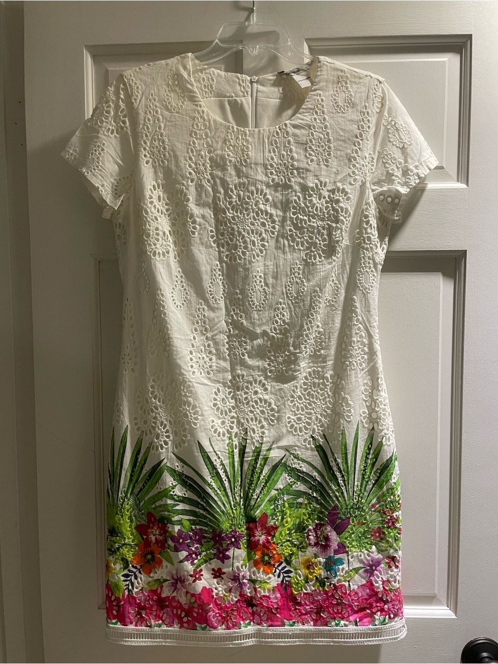 Beautiful Eyelet Dress with Floral Print Hem